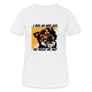 Aggro Chihuahua – I REG MI NED AUF - Frauen T-Shirt atmungsaktiv - Weiß - Vorne - AI Model Female 172 dark (172cm)