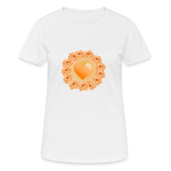 Cœur orange en fleurs - T-shirt respirant Femme - blanc - Devant - AI Model Female 172 dark (172cm)