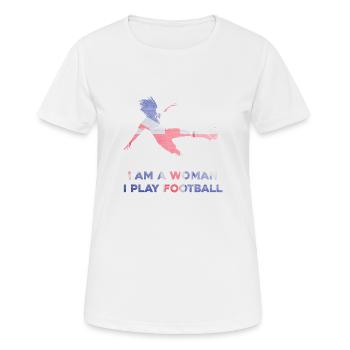 Frauenfußball - Frauen T-Shirt atmungsaktiv - Weiß - Vorne - AI Model Female 172 dark (172cm)