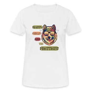 Les filles heureuses sont les plus jolies - énonciation intéressante - T-shirt respirant Femme - blanc - Devant - AI Model Female 172 dark (172cm)