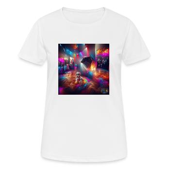 A walk through the robot mind: Disco Dog - Women's Breathable T-Shirt - white - Front - AI Model Female 172 dark (172cm)