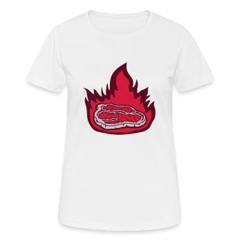 Feuer Steak saftig Grillmeister - Frauen T-Shirt atmungsaktiv - Weiß - Vorne - AI Model Female 172 dark (172cm)