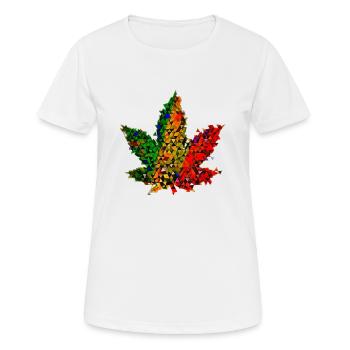 🥦 Feuille de chanvre - Low Poly - Version 🥦 Reggae Weed - T-shirt respirant Femme - blanc - Devant - AI Model Female 172 dark (172cm)