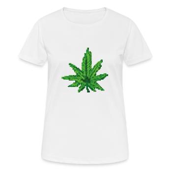 Marihuanablatt Cannabisblatt Pixelart - Frauen T-Shirt atmungsaktiv - Weiß - Vorne - AI Model Female 172 dark (172cm)