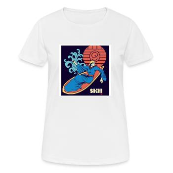 Filles sur planche de surf Art Nouveau - T-shirt respirant Femme - blanc - Devant - AI Model Female 172 dark (172cm)