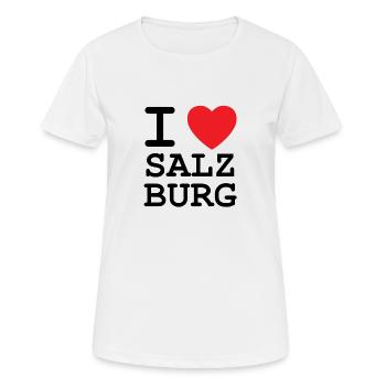 J’aime Salzbourg - Ich liebe Salzburg - T-shirt respirant Femme - blanc - Devant - AI Model Female 172 dark (172cm)