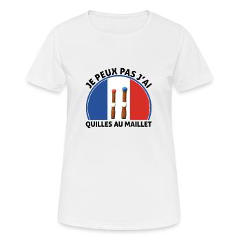 je peux pas j'ai Quilles au maillet - T-shirt respirant Femme - blanc - Devant - AI Model Female 172 dark (172cm)