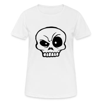Cartoon skeptical facial expression skull - Women's Breathable T-Shirt - white - Front - AI Model Female 172 dark (172cm)