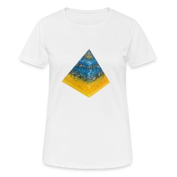 IN MEMORY OF FREEDOM / Ukraine /Pyramide - Frauen T-Shirt atmungsaktiv - Weiß - Vorne - AI Model Female 172 dark (172cm)
