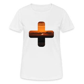 Plus Sommer Symbol Schriftzug Sonnenuntergang - Frauen T-Shirt atmungsaktiv - Weiß - Vorne - AI Model Female 172 dark (172cm)