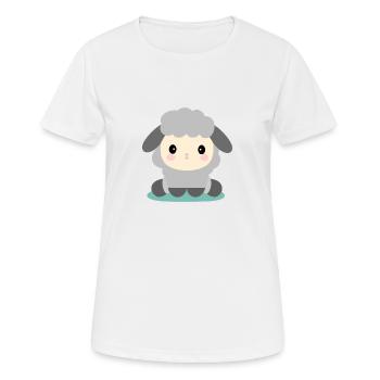 Seated kawaii sheep - Women's Breathable T-Shirt - white - Front - AI Model Female 172 dark (172cm)