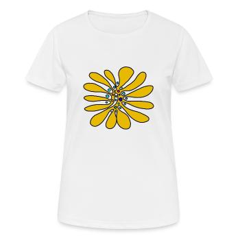 Gelbe Blütenwirbel Kontrast - Frauen T-Shirt atmungsaktiv - Weiß - Vorne - AI Model Female 172 dark (172cm)