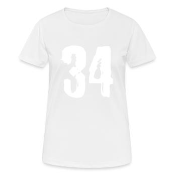 Maillot à 34 numéros - T-shirt respirant Femme - blanc - Devant - AI Model Female 172 dark (172cm)