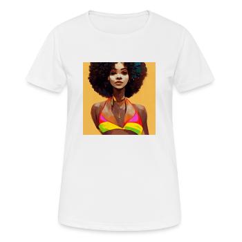 Afro -Mädchen Im Bikinimalerei - Frauen T-Shirt atmungsaktiv - Weiß - Vorne - AI Model Female 172 dark (172cm)