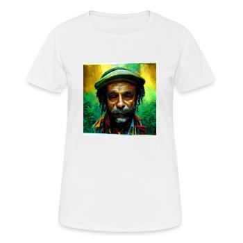 Peinture du vieil homme rastafari - T-shirt respirant Femme - blanc - Devant - AI Model Female 172 dark (172cm)