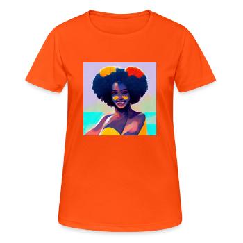Beautiful Afro girl in bikini - Women's Breathable T-Shirt - neon orange - Front - AI Model Female 172 dark (172cm)