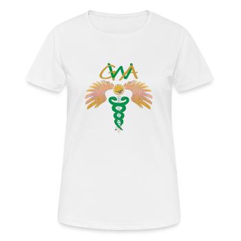GWA - redressement mental de la colonne vertébrale - Caduceus - T-shirt respirant Femme - blanc - Devant - AI Model Female 172 dark (172cm)