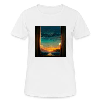 Paradise Island Painting - Frauen T-Shirt atmungsaktiv - Weiß - Vorne - AI Model Female 172 dark (172cm)