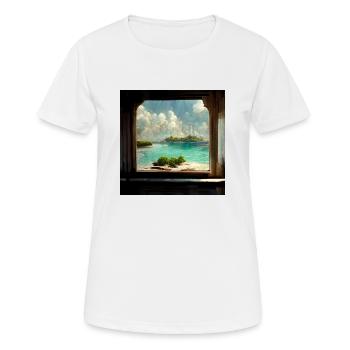 Paradise Island Painting - Frauen T-Shirt atmungsaktiv - Weiß - Vorne - AI Model Female 172 dark (172cm)