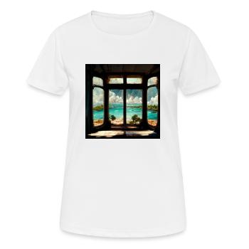 Paradise Island Painting - Frauen T-Shirt atmungsaktiv - Weiß - Vorne - AI Model Female 172 dark (172cm)