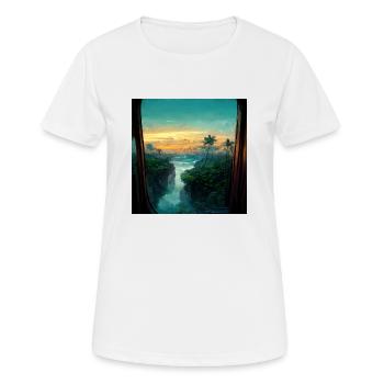 Paradise Island Painting - Frauen T-Shirt atmungsaktiv - Weiß - Vorne - AI Model Female 172 dark (172cm)