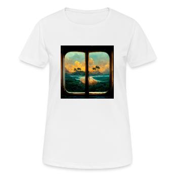 Paradise Island Painting - Frauen T-Shirt atmungsaktiv - Weiß - Vorne - AI Model Female 172 dark (172cm)