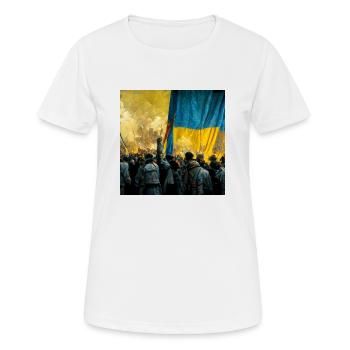 Victoire de l’Ukraine - T-shirt respirant Femme - blanc - Devant - AI Model Female 172 dark (172cm)