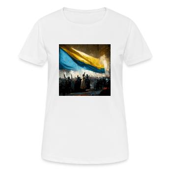 Victoire de l’Ukraine - T-shirt respirant Femme - blanc - Devant - AI Model Female 172 dark (172cm)