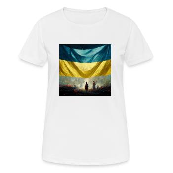 Victoire de l’Ukraine - T-shirt respirant Femme - blanc - Devant - AI Model Female 172 dark (172cm)