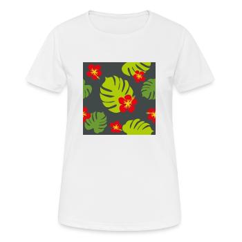 Hibiskus und Monstera auf dunklem Hintergrund - Frauen T-Shirt atmungsaktiv - Weiß - Vorne - AI Model Female 172 dark (172cm)