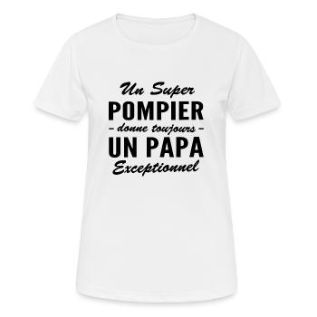 super pompier - papa exceptionnel - T-shirt respirant Femme - blanc - Devant - AI Model Female 172 dark (172cm)