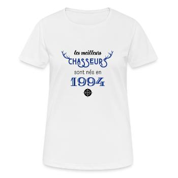 Anniversaire chasseur 1994 - T-shirt respirant Femme - blanc - Devant - AI Model Female 172 dark (172cm)