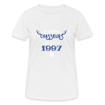 Anniversaire chasseur 1997 - T-shirt respirant Femme - blanc - Devant - AI Model Female 172 dark (172cm)