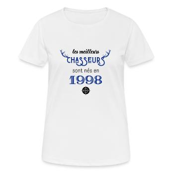 Anniversaire chasseur 1998 - T-shirt respirant Femme - blanc - Devant - AI Model Female 172 dark (172cm)