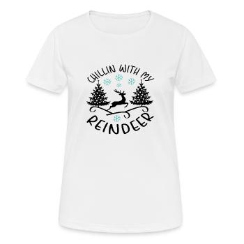 Chillin With My Reindeer - Frauen T-Shirt atmungsaktiv - Weiß - Vorne - AI Model Female 172 dark (172cm)