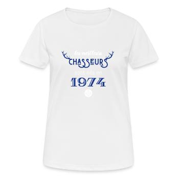 Anniversaire chasseur 1974 - T-shirt respirant Femme - blanc - Devant - AI Model Female 172 dark (172cm)
