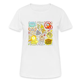 Visage en colère visage heureux dessin animé heureux - T-shirt respirant Femme - blanc - Devant - AI Model Female 172 dark (172cm)