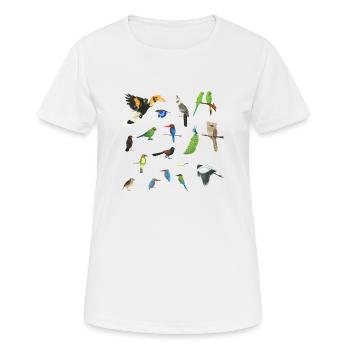 Oiseaux d’Asie - T-shirt respirant Femme - blanc - Devant - AI Model Female 172 dark (172cm)