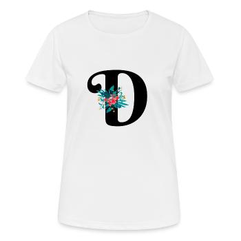 lettre D fleuris - T-shirt respirant Femme - blanc - Devant - AI Model Female 172 dark (172cm)
