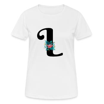 lettre L fleuris - T-shirt respirant Femme - blanc - Devant - AI Model Female 172 dark (172cm)