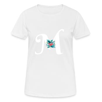 lettre M fleuris - T-shirt respirant Femme - blanc - Devant - AI Model Female 172 dark (172cm)