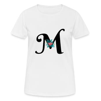 lettre M fleuris - T-shirt respirant Femme - blanc - Devant - AI Model Female 172 dark (172cm)