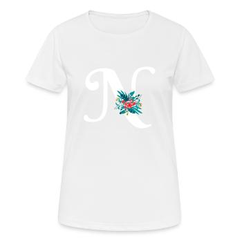 lettre N fleuris - T-shirt respirant Femme - blanc - Devant - AI Model Female 172 dark (172cm)