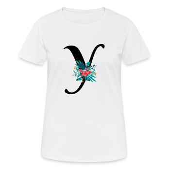 lettre Y fleuris - T-shirt respirant Femme - blanc - Devant - AI Model Female 172 dark (172cm)