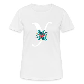 lettre Y fleuris - T-shirt respirant Femme - blanc - Devant - AI Model Female 172 dark (172cm)