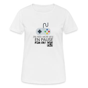 JEU EN PAUSE - T-shirt respirant Femme - blanc - Devant - AI Model Female 172 dark (172cm)