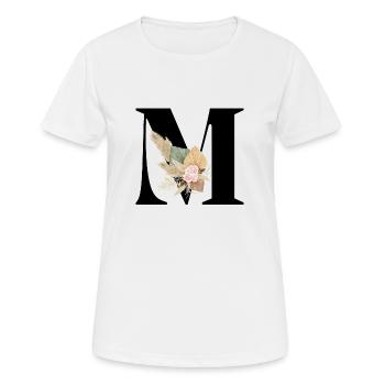lettre M fleuris - T-shirt respirant Femme - blanc - Devant - AI Model Female 172 dark (172cm)