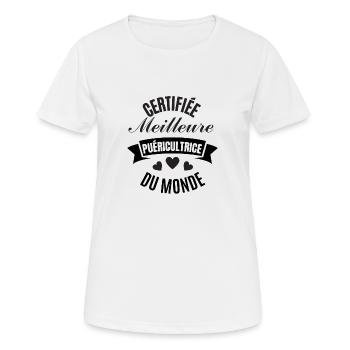 certifiée meilleure puéricultrice du monde - femme - T-shirt respirant Femme - blanc - Devant - AI Model Female 172 dark (172cm)