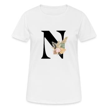 lettre N fleuris - T-shirt respirant Femme - blanc - Devant - AI Model Female 172 dark (172cm)