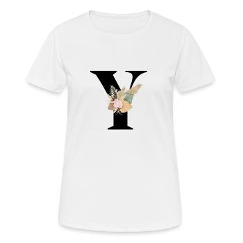 lettre Y fleuris - T-shirt respirant Femme - blanc - Devant - AI Model Female 172 dark (172cm)